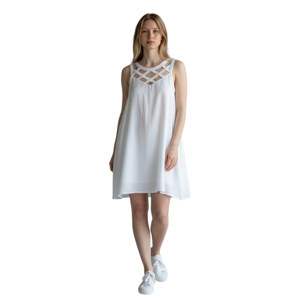 Entro Women's White Strappy Summer Dress Sleeveless Size Small NWT Lined